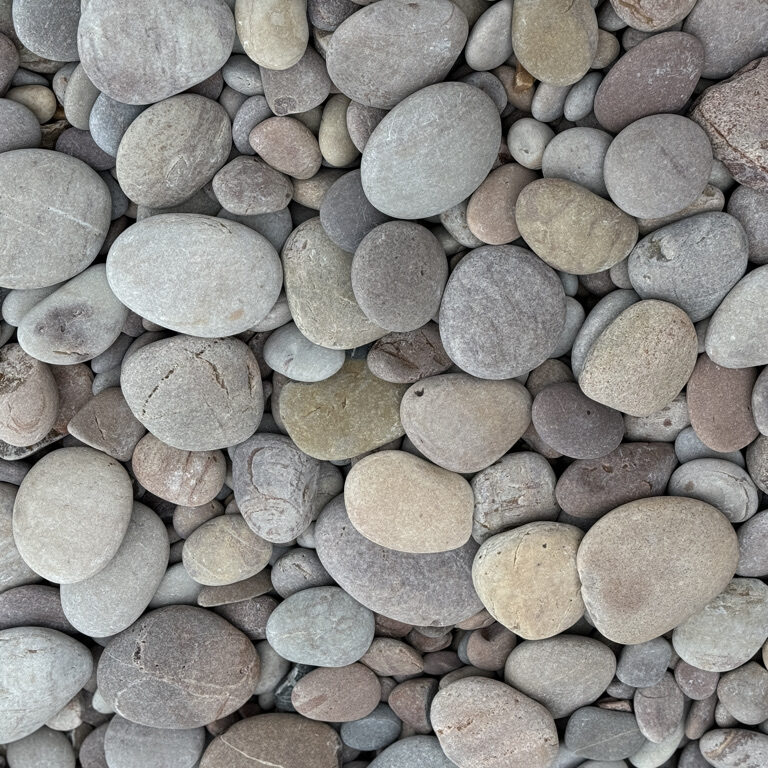 A pile of rocks that are very large and round.